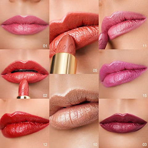 OULAC Lippenstift Metallic Glanz Finish, Kein Körniges Gefühl Lipstick mit Langanhaltend Feuchtigkeitsspendende und Wasserdicht, 4.3g, Sahara Gold(10)